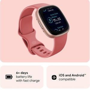 Fitbit Versa 4 - Pink Sand and rosegold with extra bands